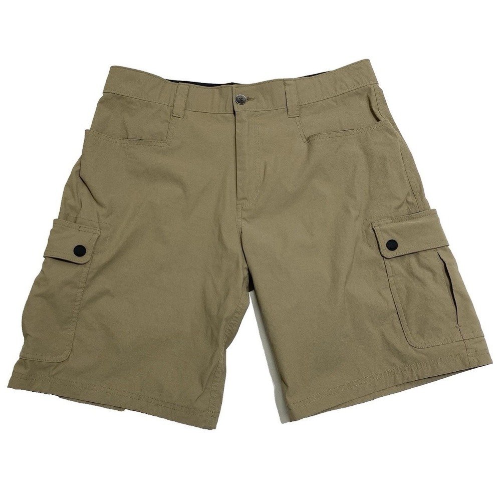 Orvis Mens 34 Voyager Cargo Shorts Tan Stretch Nylon 10" Inseam Outdoor 1363550